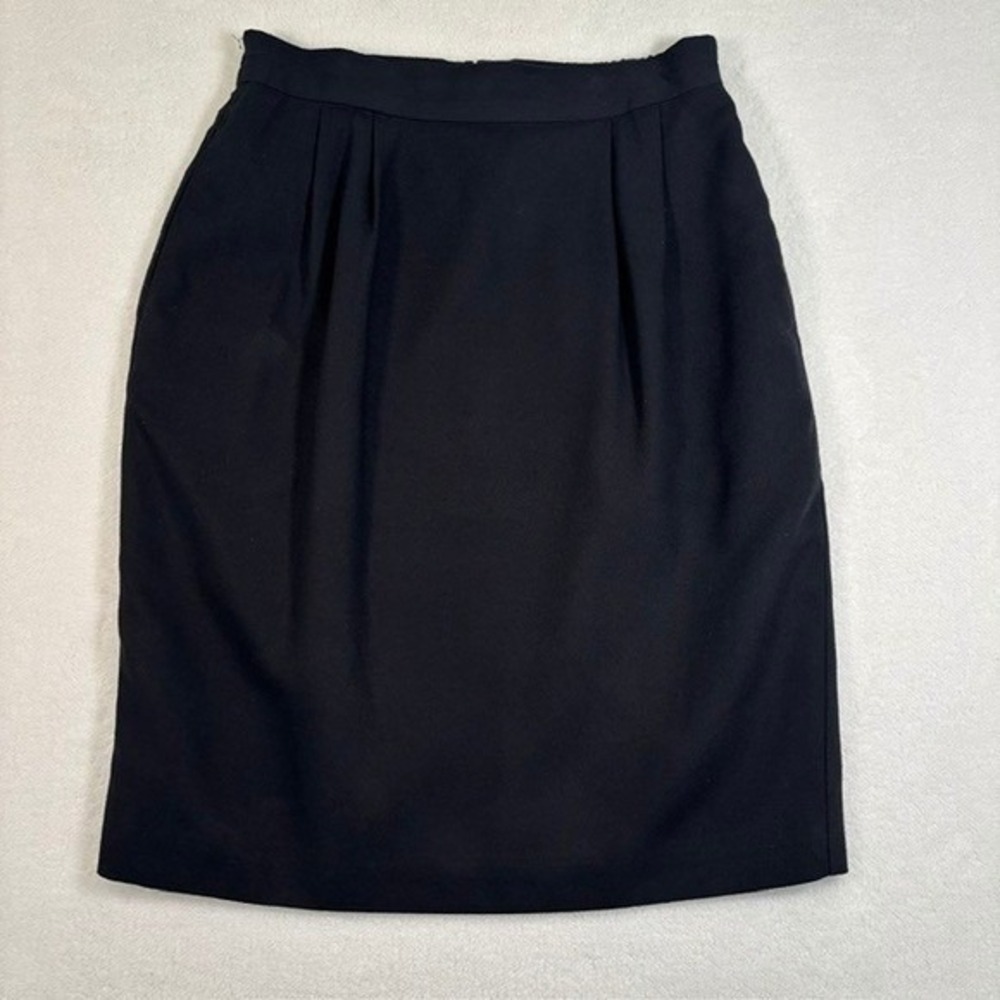 Vintage Norton McNaughton Petites Black Pleated Pencil Skirt 2 Pockets Size 10P